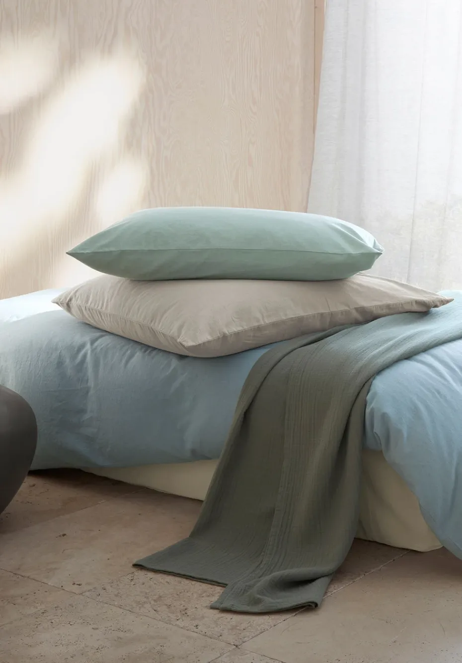 hessnatur Bettwäsche-Set aus Bio-Baumwolle mit Leinen von salbei Discount
