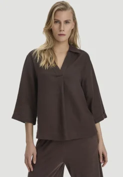 hessnatur Bluse Relaxed aus reinem Leinen von kakao braun New