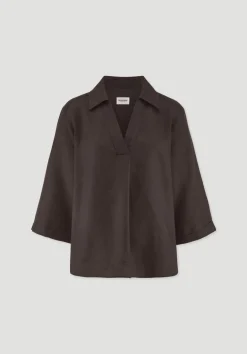 hessnatur Bluse Relaxed aus reinem Leinen von kakao braun New