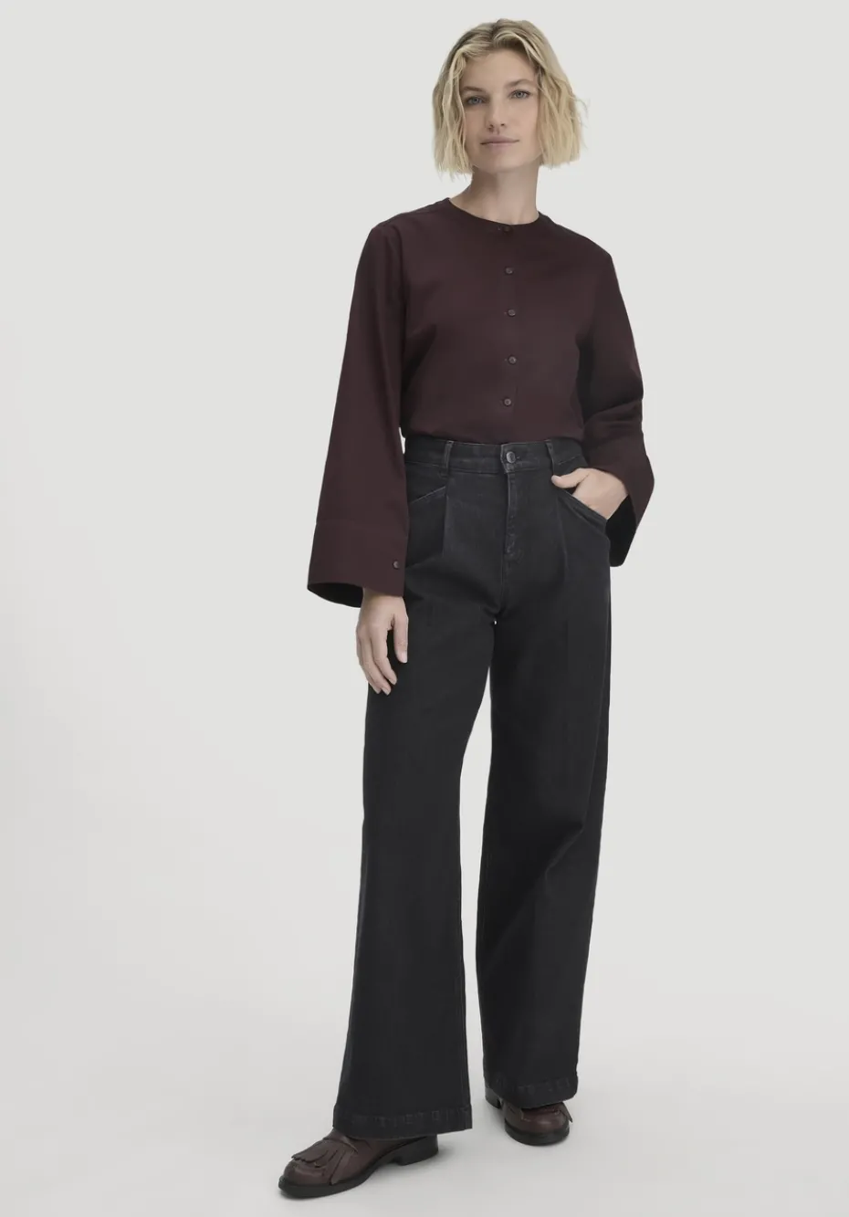 hessnatur Bluse Relaxed aus reiner Bio-Baumwolle von schwarzbeere Discount