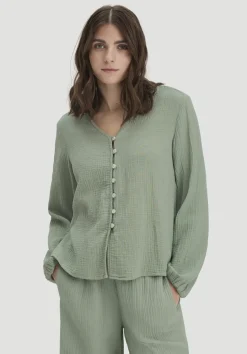 hessnatur Bluse Relaxed aus reiner Bio-Baumwolle von mattgrün Discount
