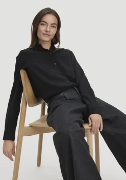 hessnatur Bluse Relaxed aus TENCEL™ Lyocell von schwarz Outlet
