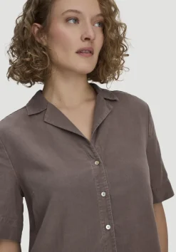 hessnatur Bluse Relaxed aus TENCEL™ Lyocell mit Leinen von mocca New