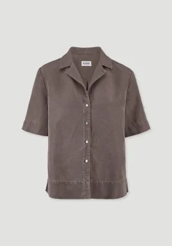hessnatur Bluse Relaxed aus TENCEL™ Lyocell mit Leinen von mocca New