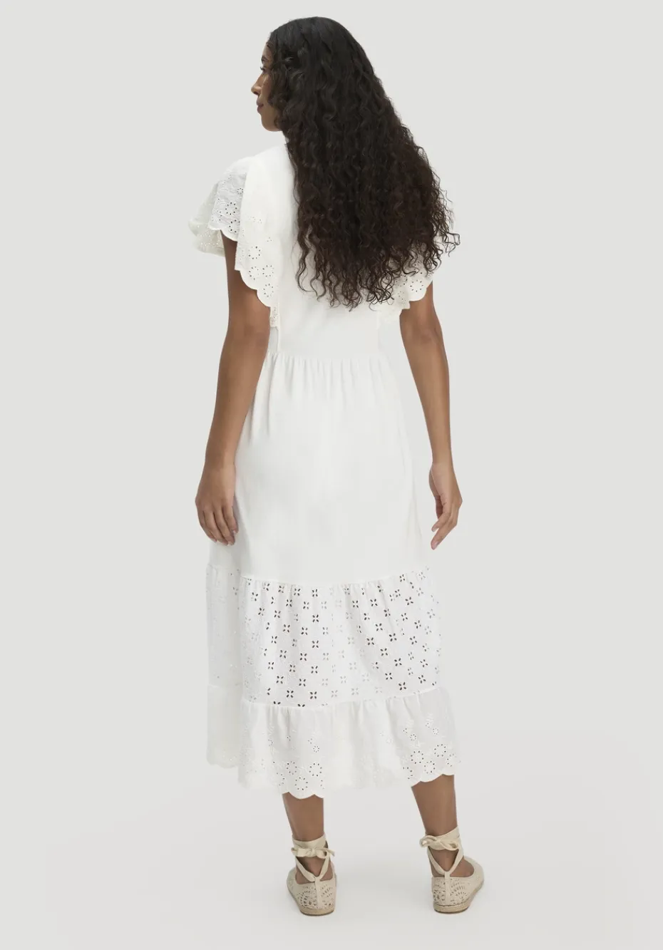 hessnatur Bohemian Jersey Kleid Midi Relaxed aus reiner Bio-Baumwolle von naturweiss New
