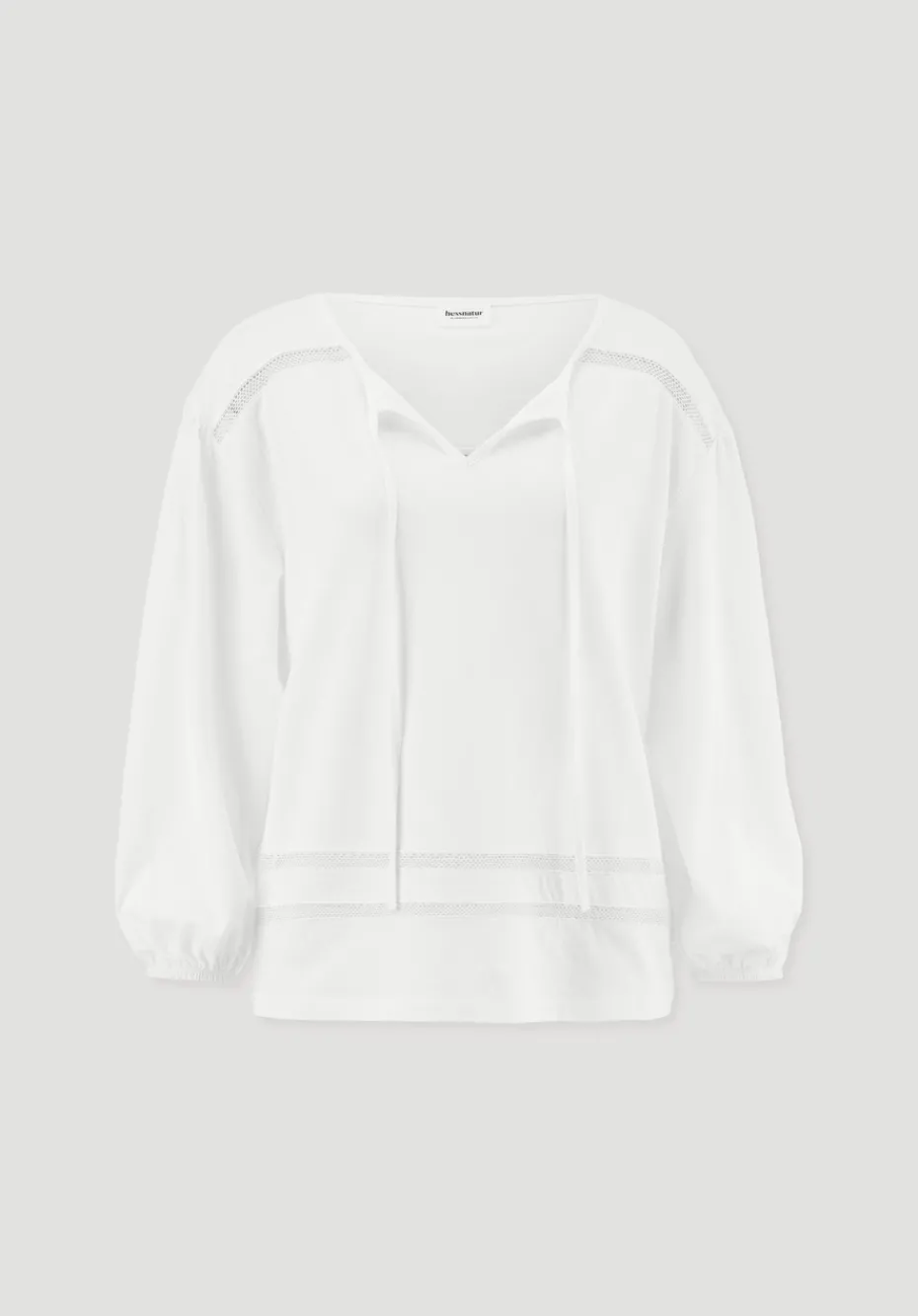 hessnatur Bohemian Lace Longsleeve Oversize aus reiner Bio-Baumwolle von naturweiss Discount