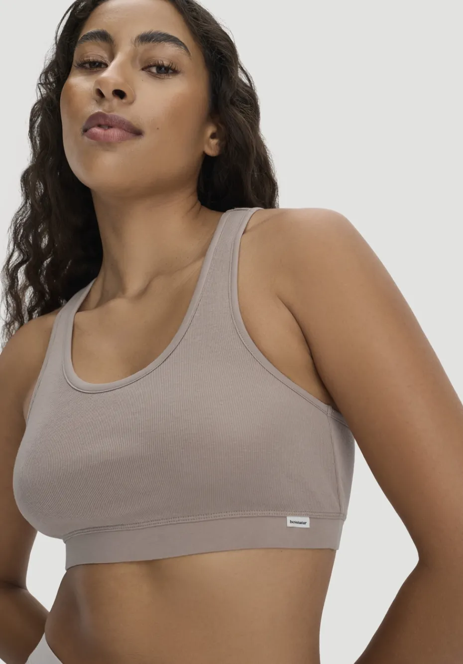 hessnatur Bustier Racerback SOFT RIB aus Bio-Baumwolle von mandelbraun Online