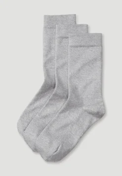 hessnatur Damen Socke im 3er-Pack aus Bio-Baumwolle von grau Clearance