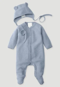 hessnatur Erstlingsausstattung Wollfrottee aus reiner Bio-Merinowolle von helles jeansblau Hot