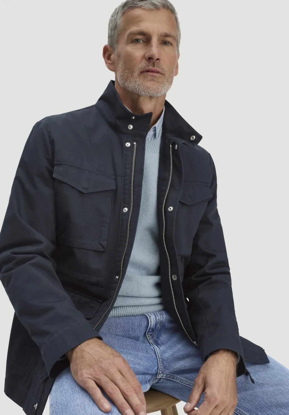 hessnatur Field Jacket Regular NATURE SHELL aus reiner Bio-Baumwolle von marine Clearance