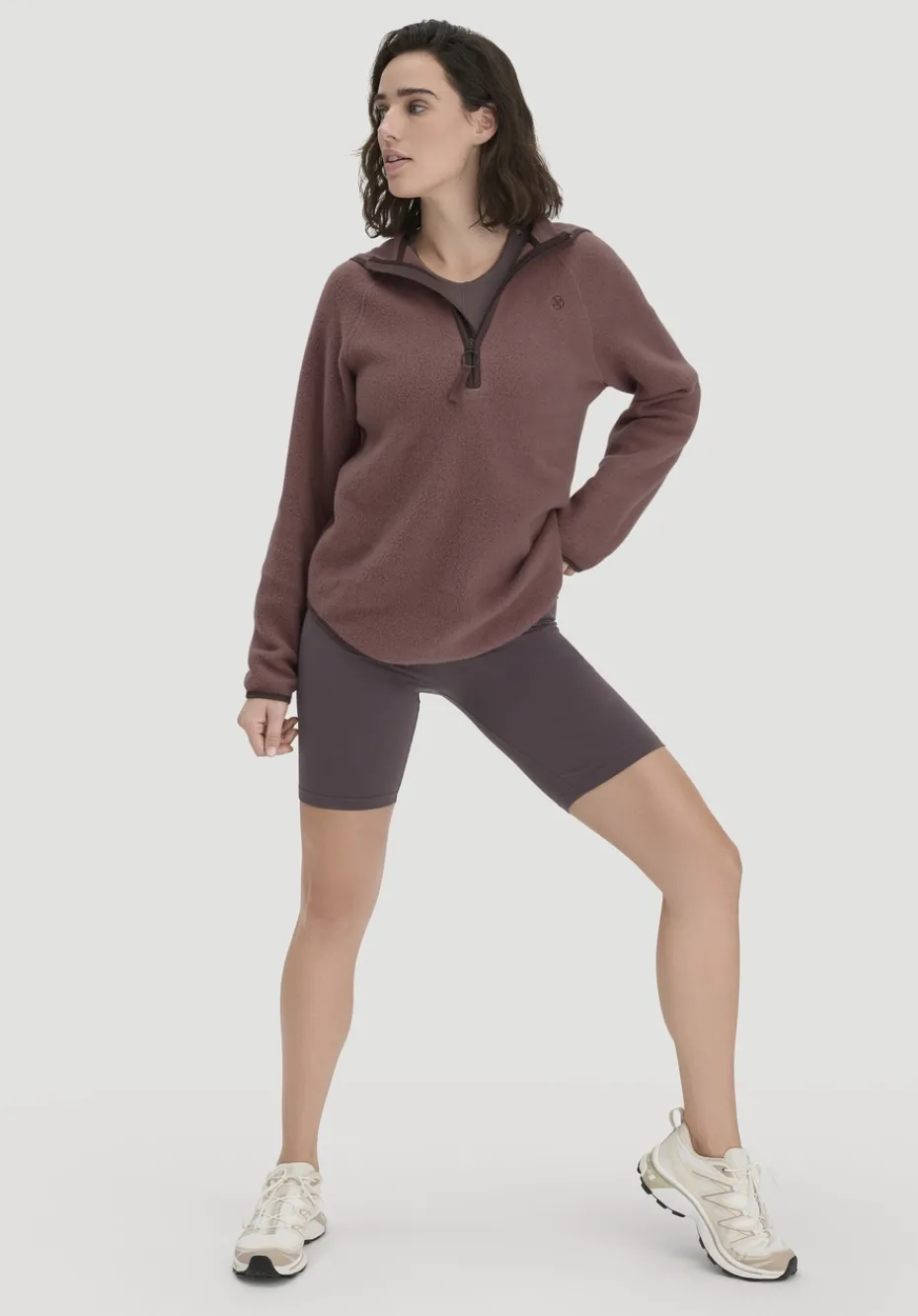 hessnatur Fleece Hoodie Relaxed ACTIVE LIGHT aus reiner Bio-Baumwolle von rosébraun Clearance