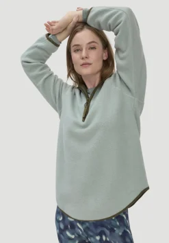 hessnatur Fleece Hoodie Relaxed ACTIVE LIGHT aus reiner Bio-Baumwolle von mattgrün Outlet