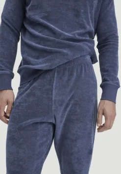 hessnatur Frottee Schlafhose PURE COTTON aus reiner Bio-Baumwolle von indigo blau Discount