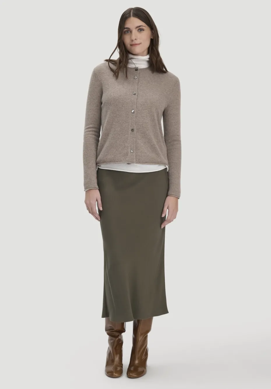 hessnatur FTC × Strick Jacke Regular aus reinem Cashmere von camel
