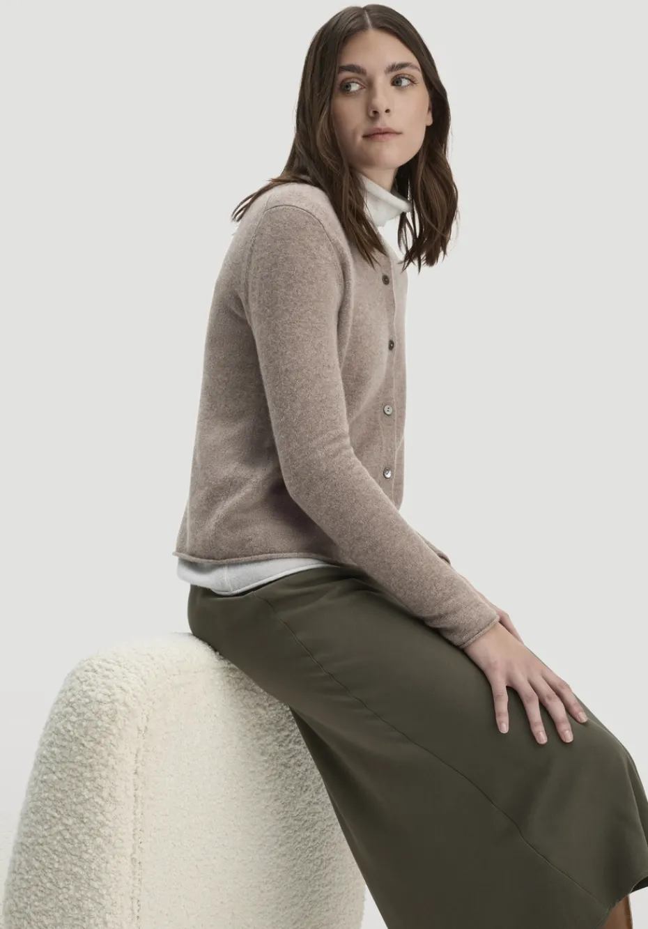 hessnatur FTC × Strick Jacke Regular aus reinem Cashmere von camel