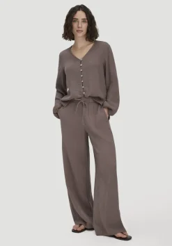 hessnatur Gewebe Hose Wide Leg aus reiner Bio-Baumwolle von mocca Online
