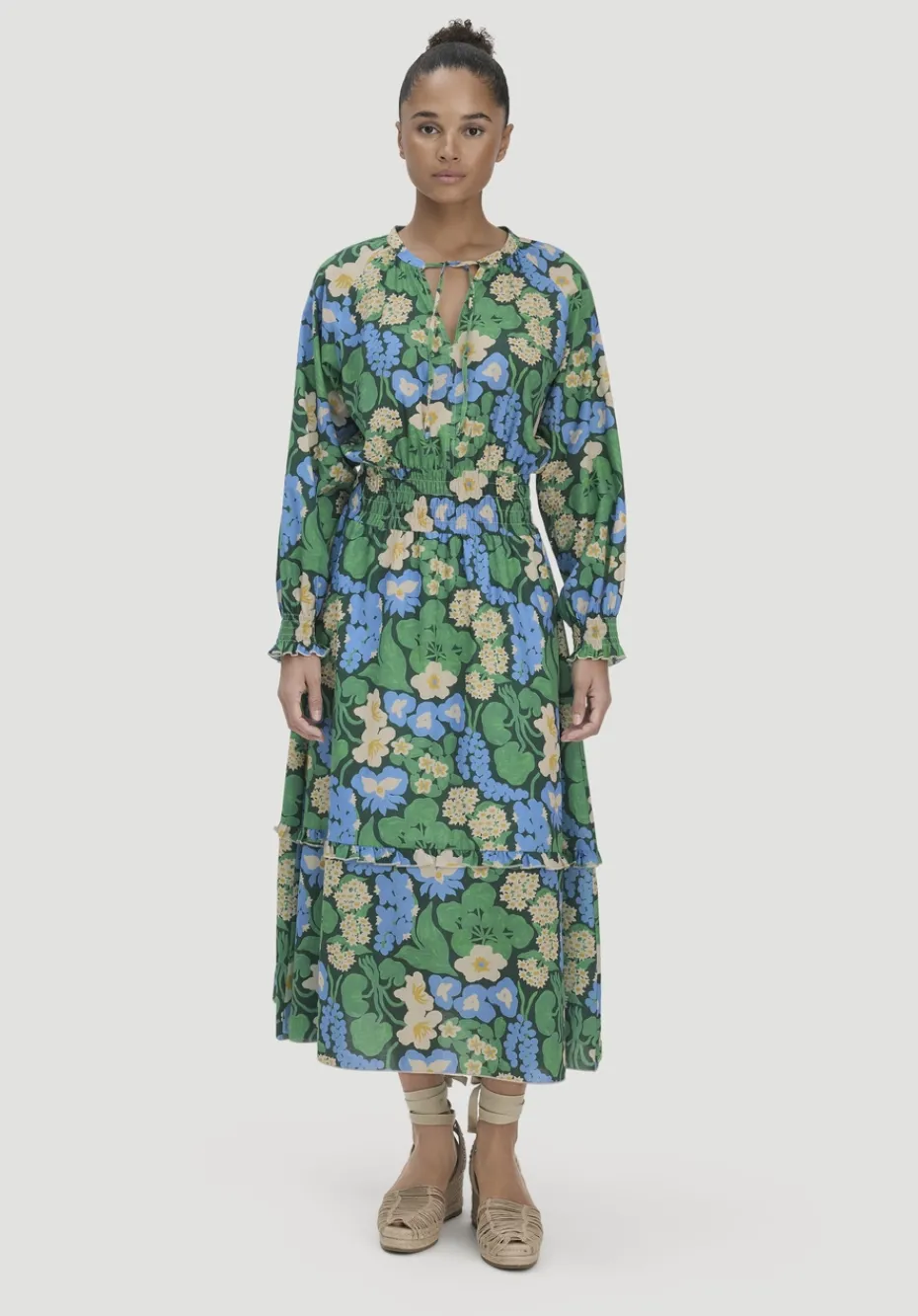 hessnatur Gewebe Kleid Midi LIV LEE aus reiner Bio-Baumwolle von seegrün Sale