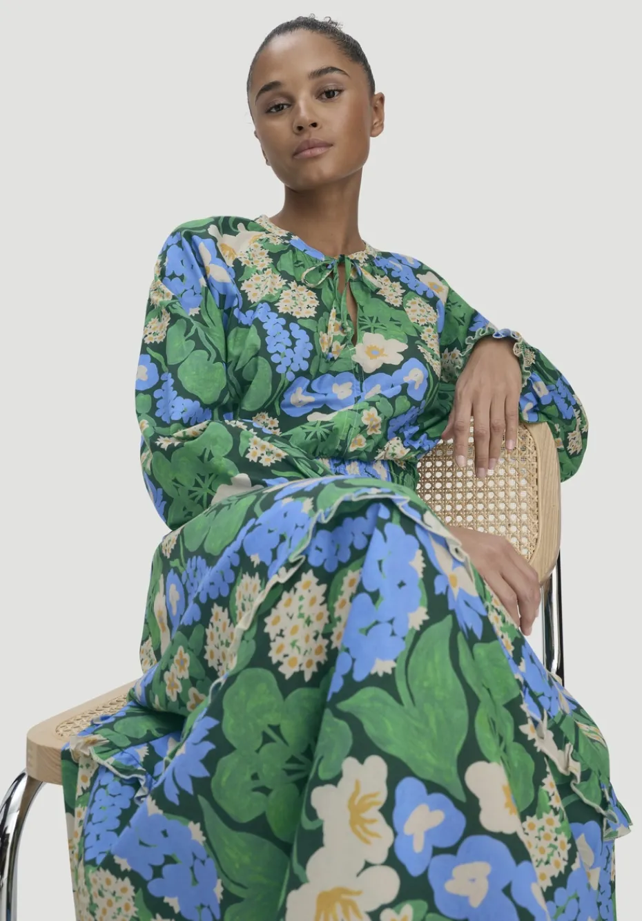 hessnatur Gewebe Kleid Midi LIV LEE aus reiner Bio-Baumwolle von seegrün Sale