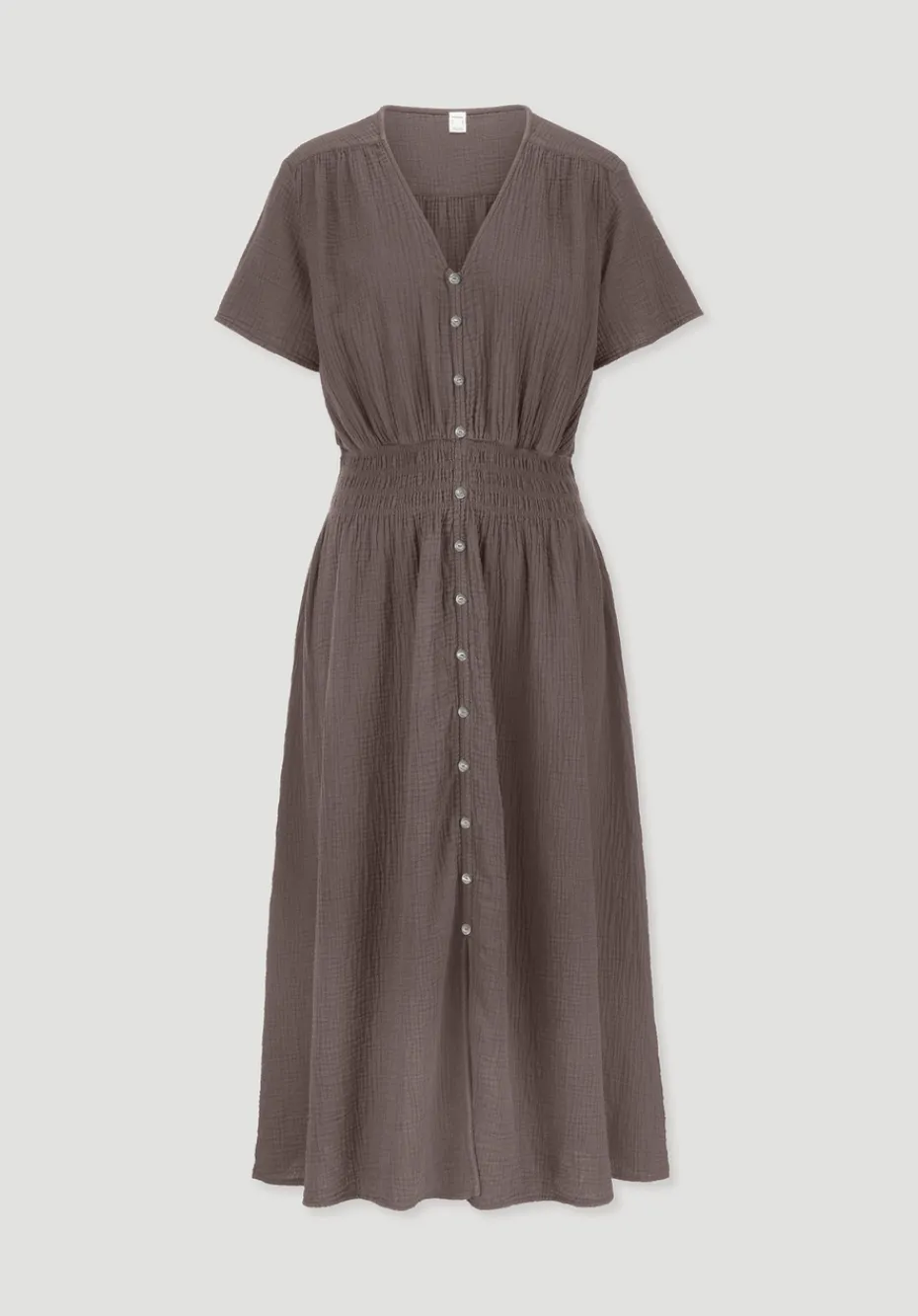 hessnatur Gewebe Kleid mit Taillierung Midi aus reiner Bio-Baumwolle von mocca Online