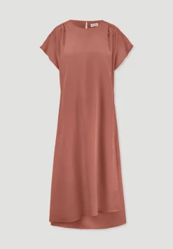 hessnatur Gewebe Kleid mit Wickeloptik Midi aus reinem TENCEL™ Lyocell von pfirsichrot Clearance