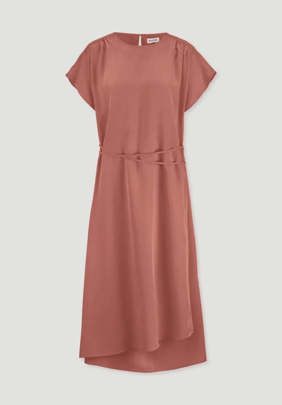 hessnatur Gewebe Kleid mit Wickeloptik Midi aus reinem TENCEL™ Lyocell von pfirsichrot Clearance