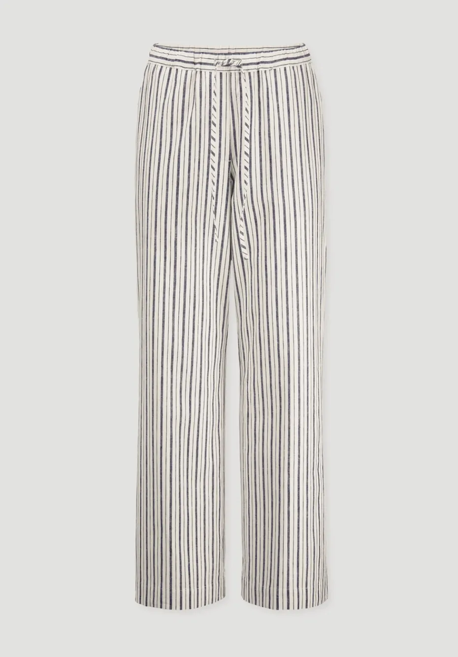 hessnatur Gewebe Streifen Hose Relaxed aus Leinen und Baumwolle von naturweiss