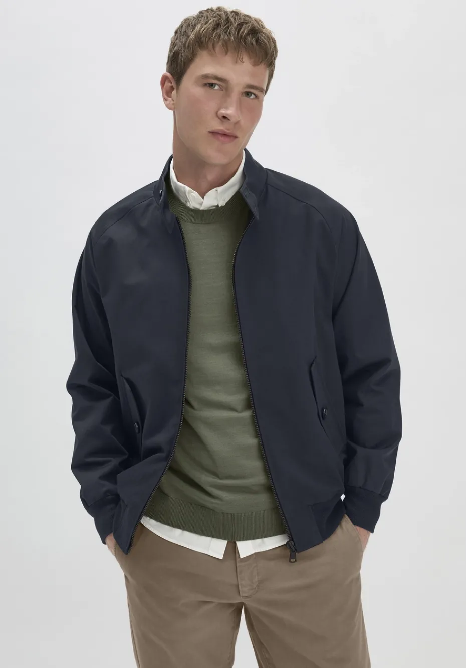 hessnatur Harrington Jacke Regular NATURE SHELL aus reiner Bio-Baumwolle von marine Outlet