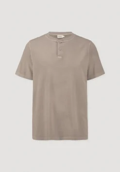 hessnatur Heavy Jersey Henley Shirt Relaxed aus reiner Bio-Baumwolle von taupe Clearance