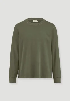 hessnatur Heavy Jersey Longsleeve Relaxed aus reiner Bio-Baumwolle von oliv Outlet