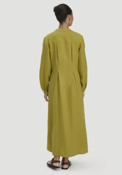 hessnatur Hemdblusenkleid mit Taillierung Maxi aus Bio-Baumwolle mit Leinen von sommermoos Online