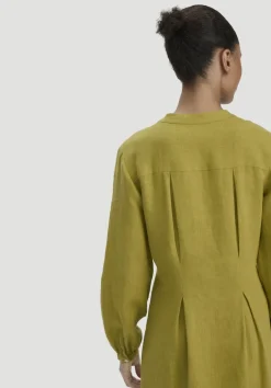 hessnatur Hemdblusenkleid mit Taillierung Maxi aus Bio-Baumwolle mit Leinen von sommermoos Online