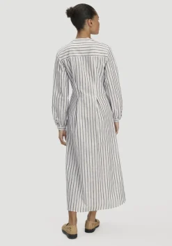 hessnatur Hemdblusenkleid mit Taillierung Maxi aus Bio-Baumwolle mit Leinen von naturweiss Hot