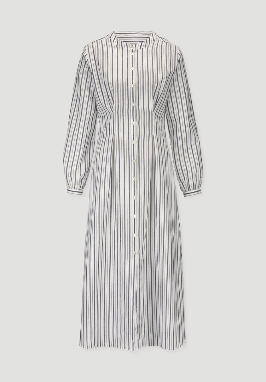 hessnatur Hemdblusenkleid mit Taillierung Maxi aus Bio-Baumwolle mit Leinen von naturweiss Hot