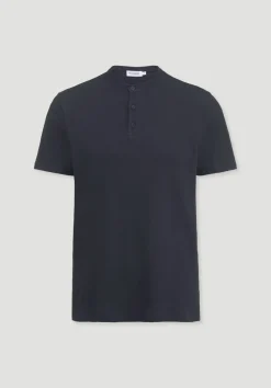 hessnatur Henley T-Shirt Regular aus Leinen und Bio-Baumwolle von marine Hot