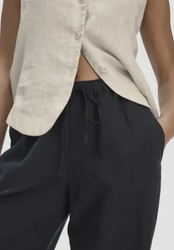 hessnatur Hose Wide Leg aus TENCEL™ Lyocell mit Leinen von schwarz Hot