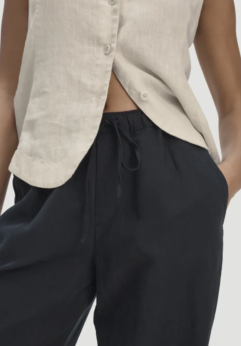 hessnatur Hose Wide Leg aus TENCEL™ Lyocell mit Leinen von schwarz Hot
