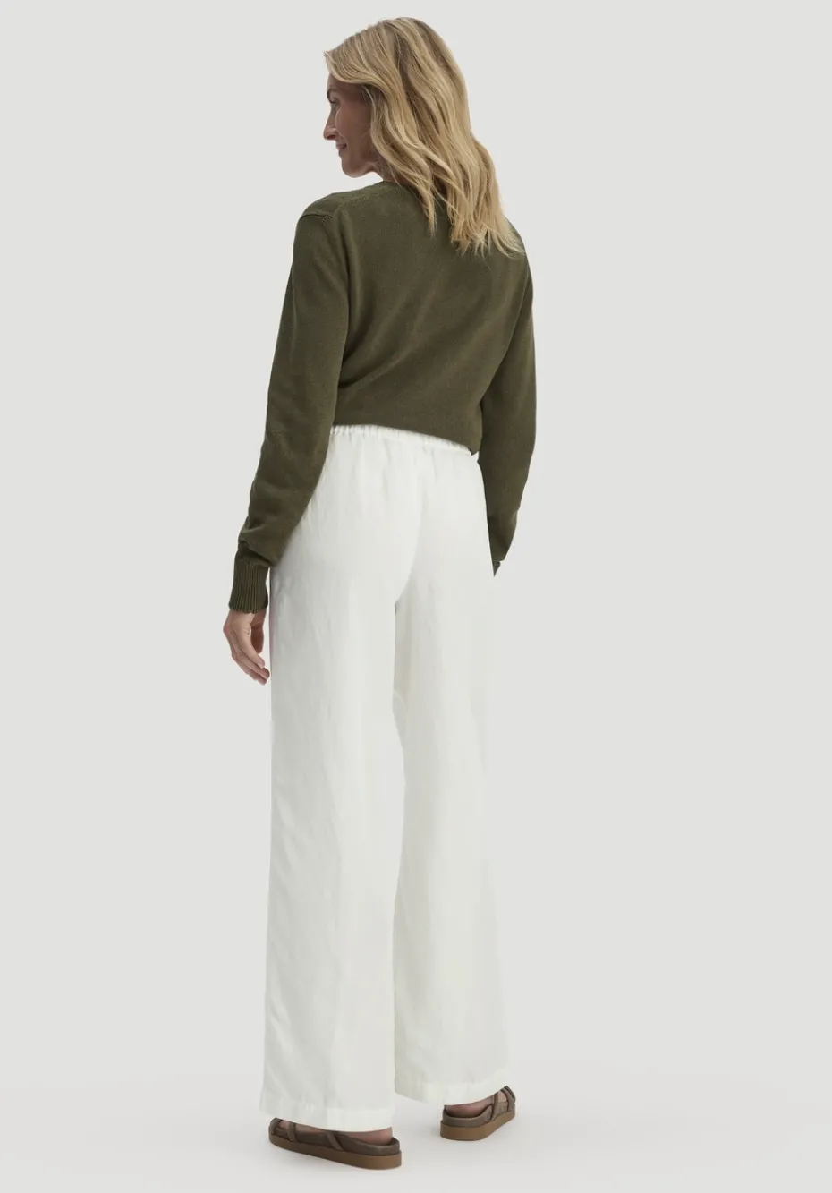 hessnatur Hose Wide Leg aus TENCEL™ Lyocell mit Leinen von naturweiss Discount