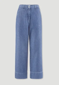 hessnatur Jeans ENNELIE Culotte Wide Leg aus Bio-Baumwolle mit TENCEL™ Lyocell und Leinen von medium blue Sale