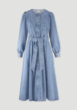 hessnatur Jeanskleid Regular Midi aus Bio-Baumwolle und TENCEL™ Lyocell von light blue Clearance