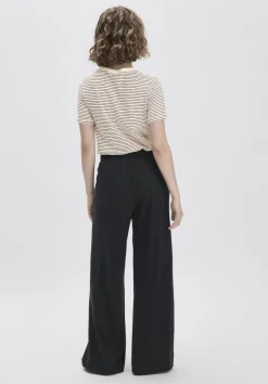 hessnatur Jersey Hose Wide Leg Relaxed aus Leinen und Bio-Baumwolle von schwarz Sale