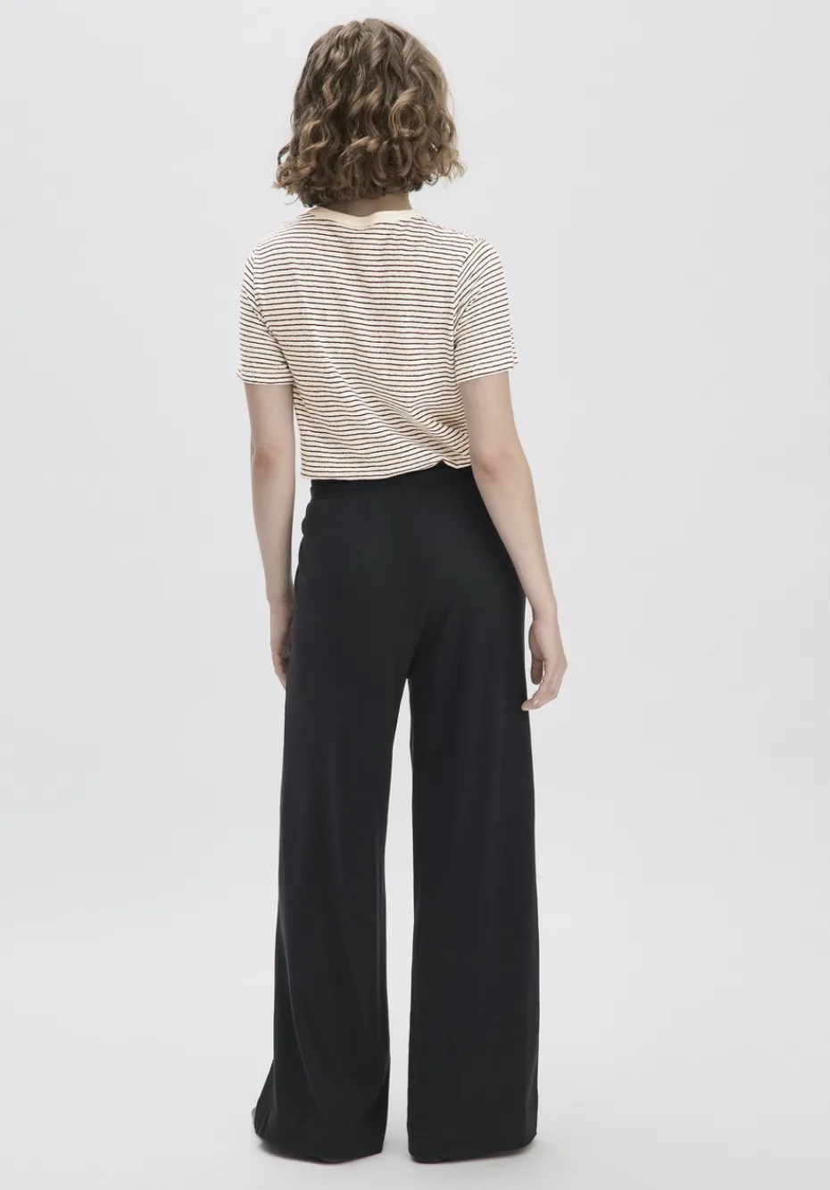 hessnatur Jersey Hose Wide Leg Relaxed aus Leinen und Bio-Baumwolle von schwarz Sale