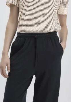hessnatur Jersey Hose Wide Leg Relaxed aus Leinen und Bio-Baumwolle von schwarz Sale