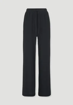 hessnatur Jersey Hose Wide Leg Relaxed aus Leinen und Bio-Baumwolle von schwarz Sale