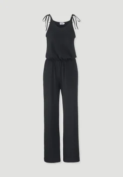 hessnatur Jersey Jumpsuit Relaxed aus Leinen und Bio-Baumwolle von schwarz Online