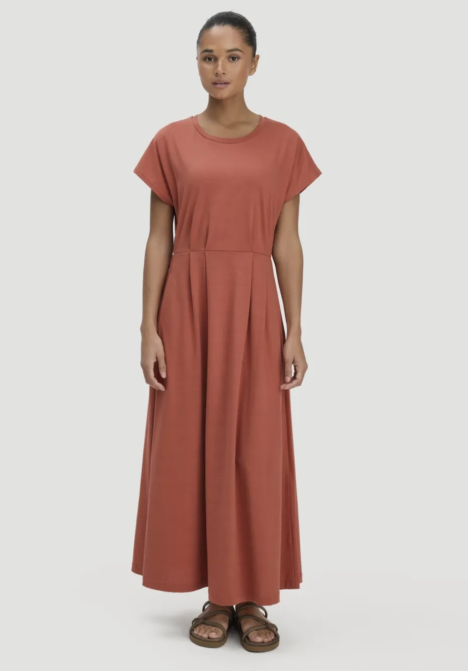 hessnatur Jersey Kleid Knöchellang Relaxed aus reiner Bio-Baumwolle von terrakotta Outlet