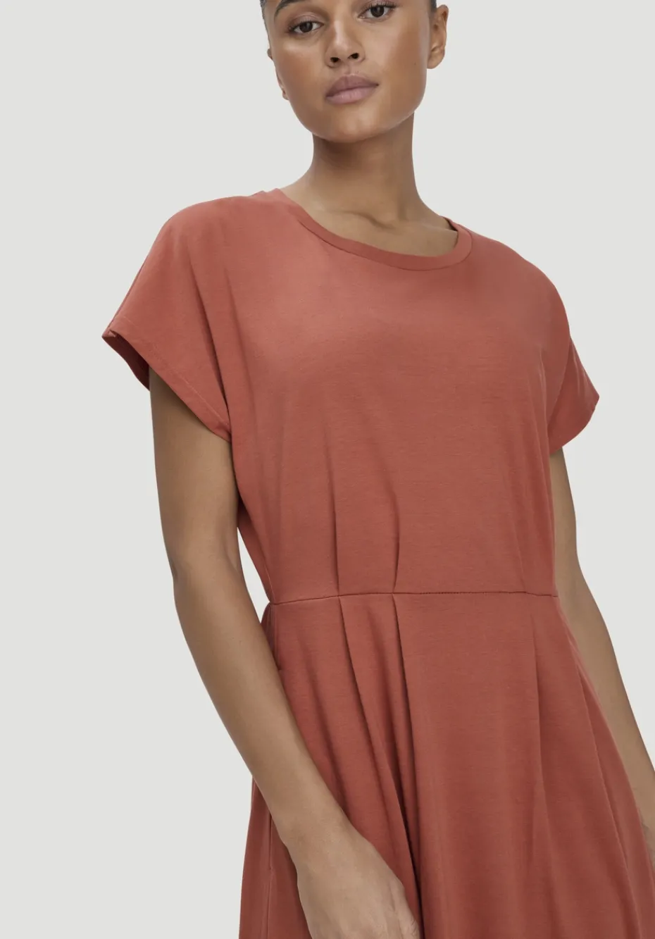 hessnatur Jersey Kleid Knöchellang Relaxed aus reiner Bio-Baumwolle von terrakotta Outlet