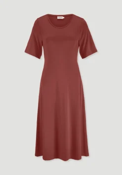 hessnatur Jersey Kleid Kniebedeckend Slim aus TENCEL™ Lyocell von terrakotta New
