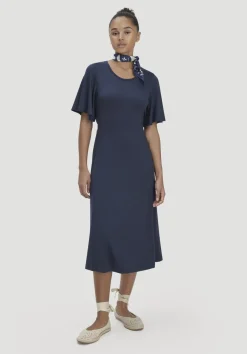 hessnatur Jersey Kleid Kniebedeckend Slim aus TENCEL™ Lyocell von mitternachtsblau