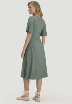 hessnatur Jersey Kleid Kniebedeckend Slim aus TENCEL™ Lyocell von mattgrün New