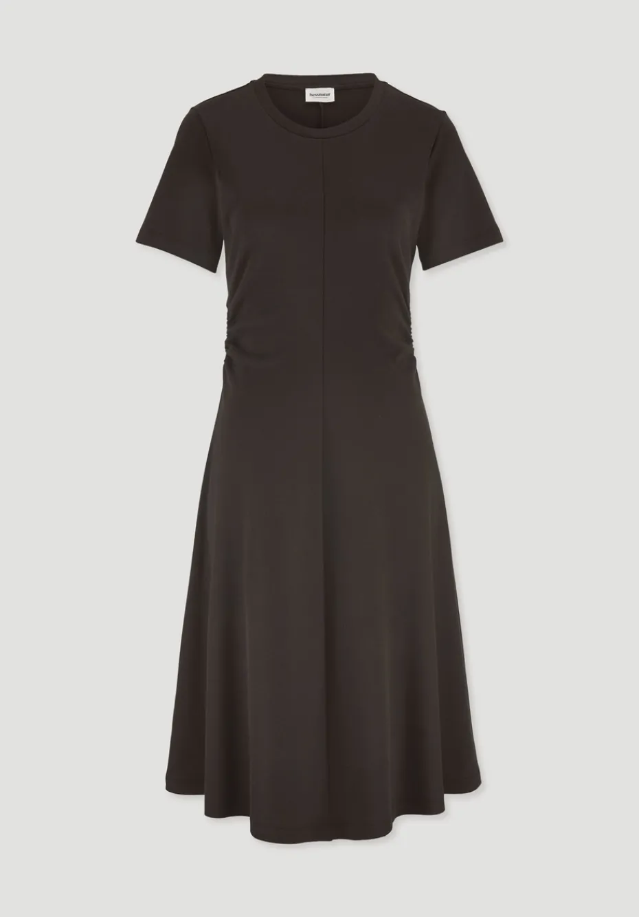 hessnatur Jersey Kleid Kniebedeckend Slim aus reiner Bio-Baumwolle von kakao braun